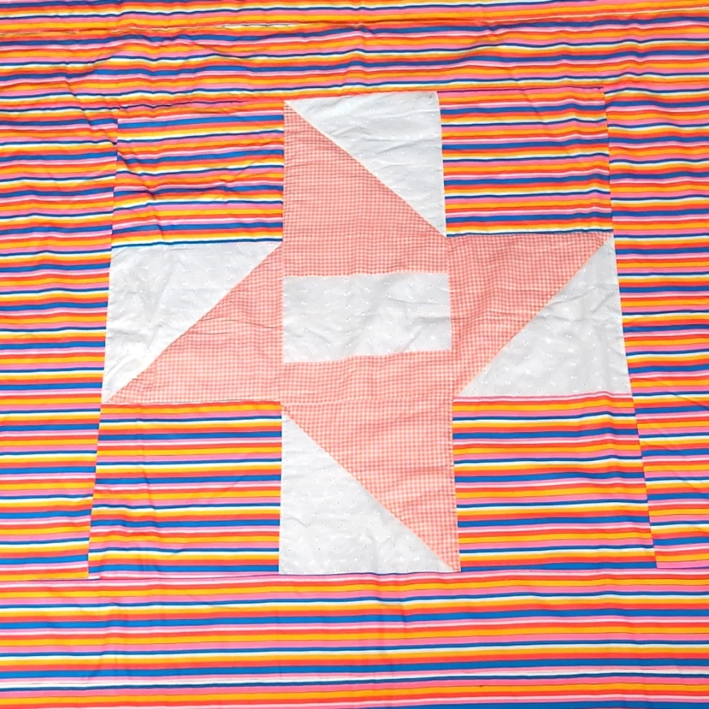 Vintage Handmade Child's Comforter Quilt or Picnic Blanket for Summer